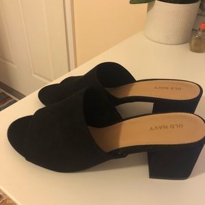 Old Navy Black Suede Mules - Only Worn Once!